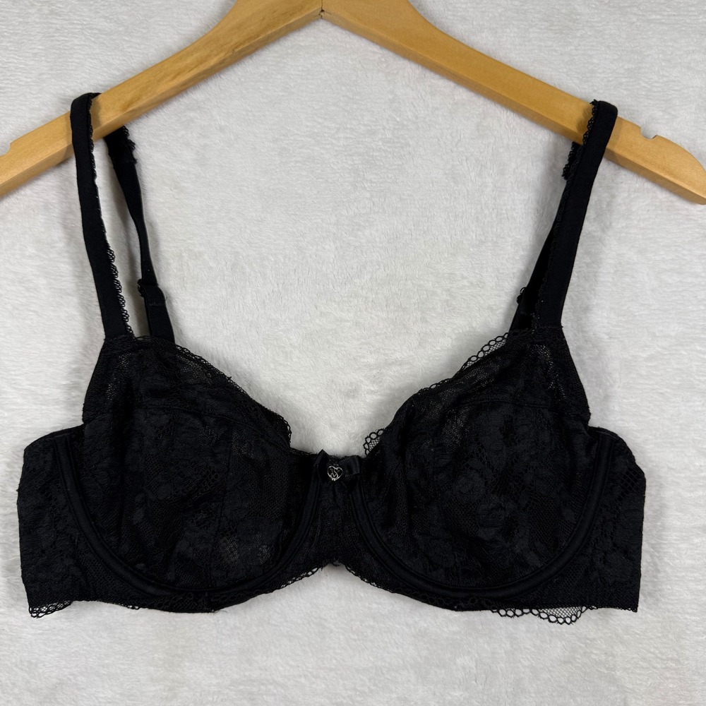 Victoria's Secret Body by Victoria Black Unlined Demi Lace Bra 34D 335368-093